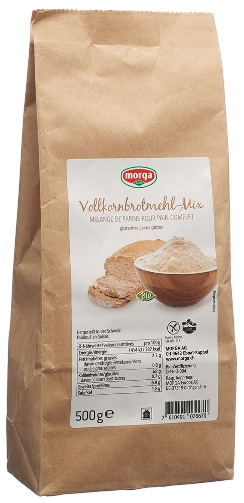 MORGA miscela di farina integrale per pane gf bio 500g