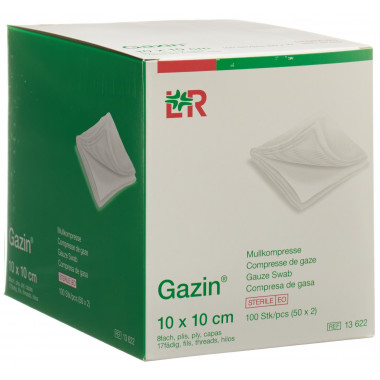 Gazin compresse di garza 10x10cm a 8 pieghe sterili 50 x 2 pezzi