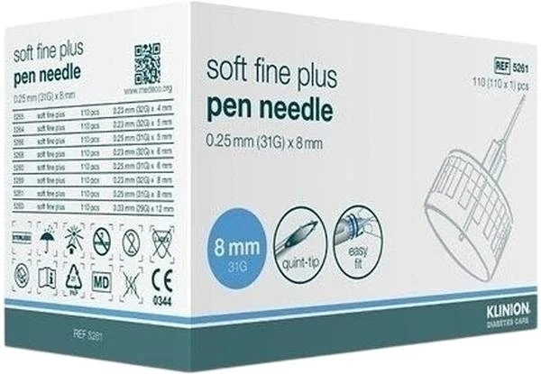 KLINION Soft Fine Pen Aghi da 8 mm 31G, 110 pezzi