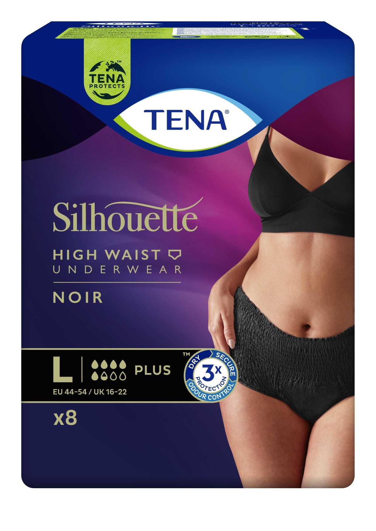 TENA Silhouette Plus L nero 8 pezzi