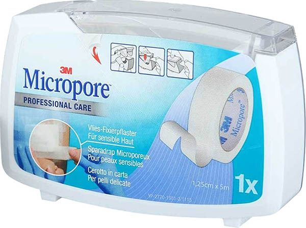 3M Micropore cerotti adesivi in tessuto non tessuto con dispenser 12,5mmx5m bianco