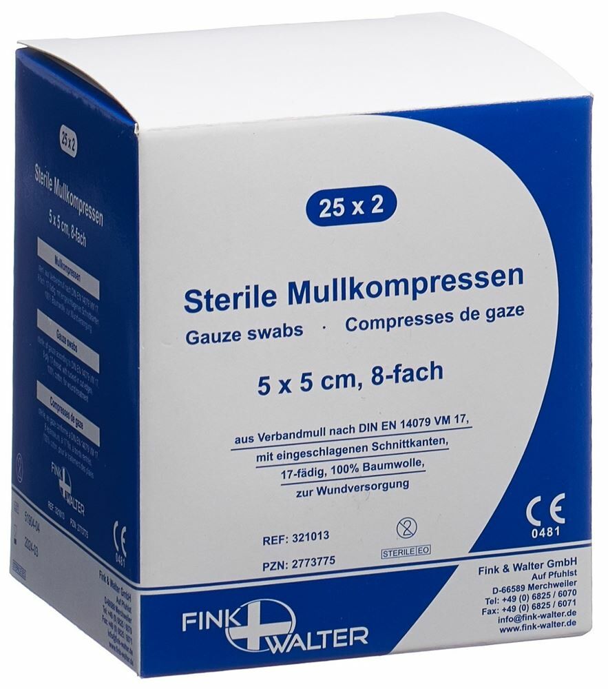 FIWA komp compresse di garza 5x5cm sterili 25 x 2 pezzi