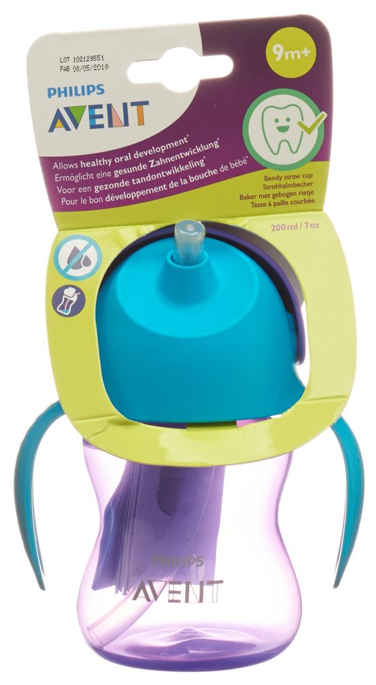 Philips AVENT Tazza con cannuccia 200ml Ragazza viola