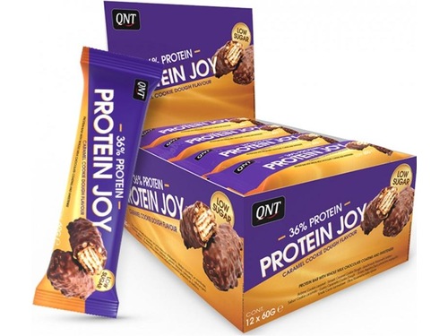 QNT Barretta Joy al 36% di proteine a basso contenuto di zucchero Caramello&Cook 12 x 60g