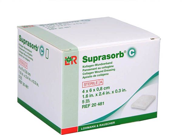 Medicazione in collagene Suprasorb® C 4x6cm sterile 5 pezzi