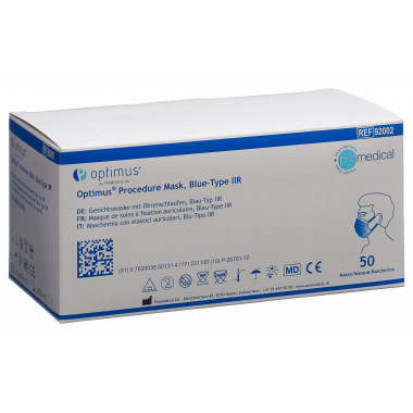 Maschera igienica Promedical tipo IIR con passanti blu non sterile 50 pezzi