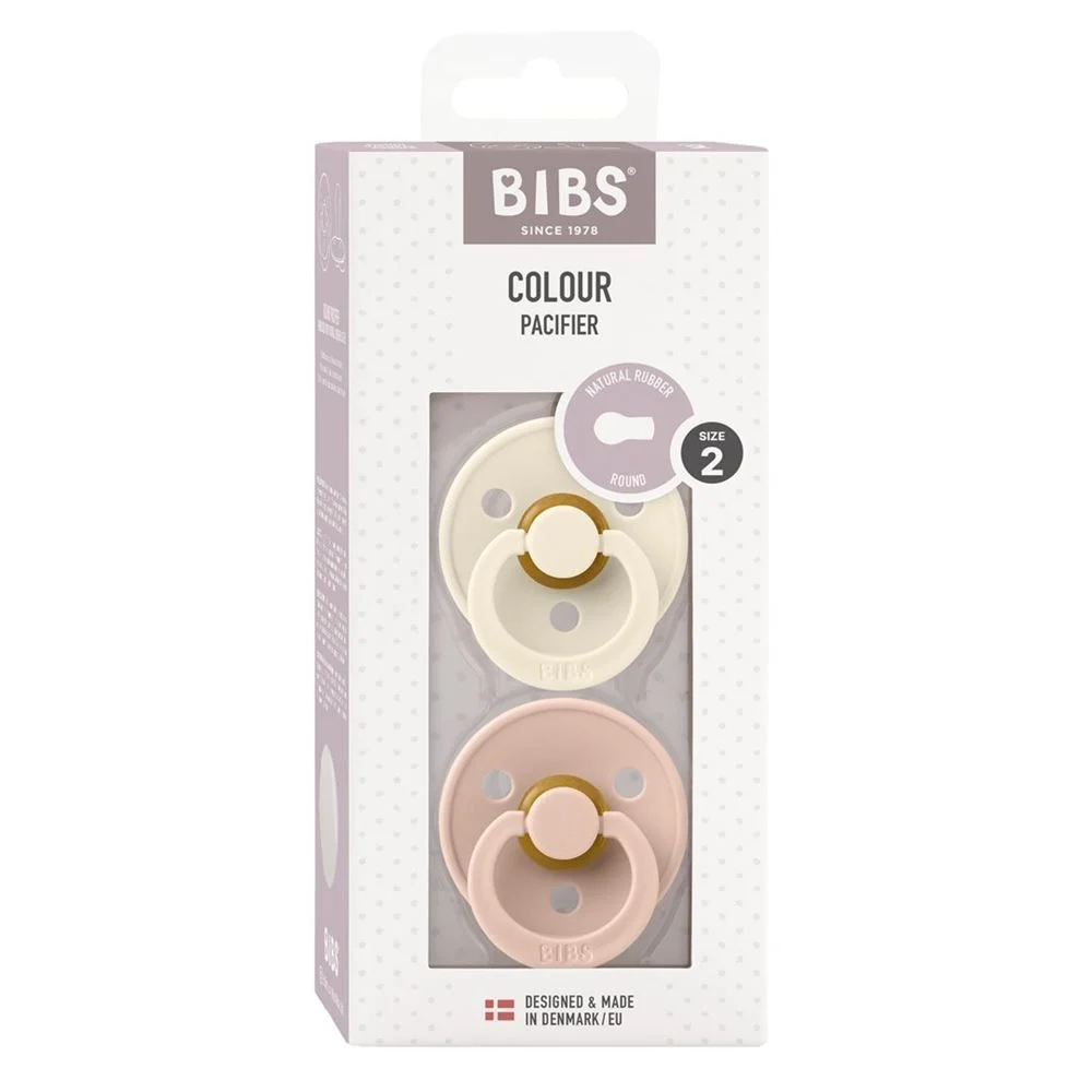 BIBS Colour Latex Round 6-12m avorio blush 2 pezzi