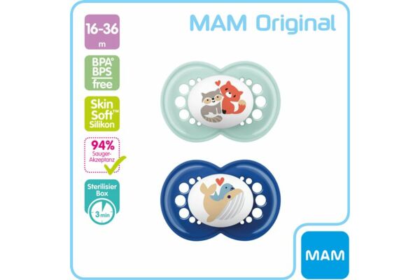 MAM Original Nuggi Silicone 16-36 mesi Ragazzo 2 pezzi