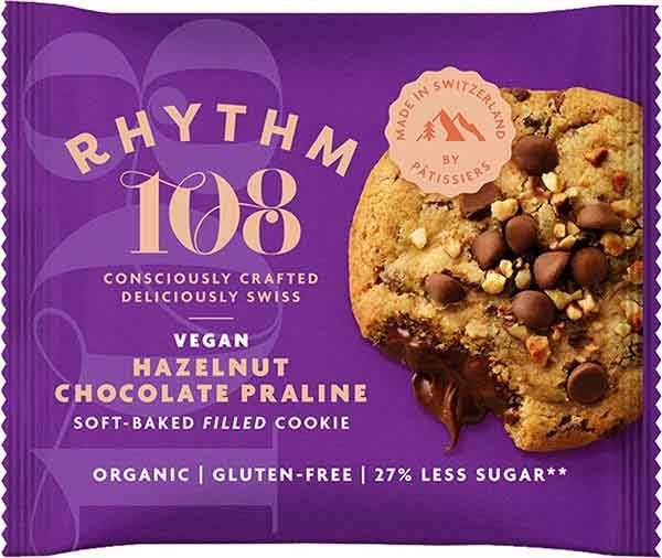 RHYTHM108 Biscotto morbido ripieno di nocciola e cioccolato 50g