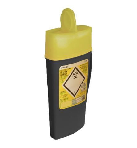 Cassetta di smaltimento Sharpsafe 0,6l 5a generazione con maniglia di trasporto grande apertura senza disaccoppiamento