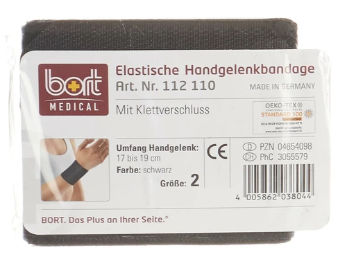BORT Benda da polso in velcro 8cm Gr2 -19cm nero