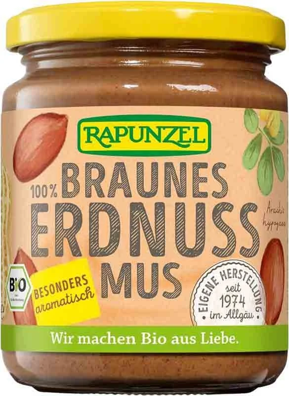 Vasetto di burro di arachidi marrone Rapunzel 250 g