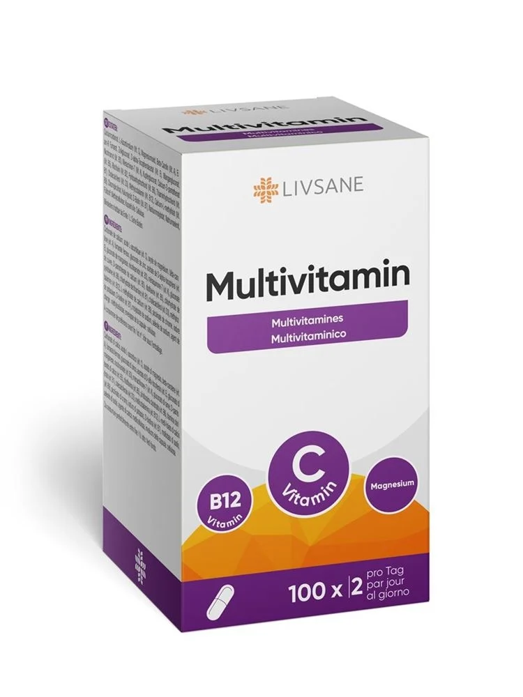 Livsane capsule multivitaminiche in vetro 100 pezzi