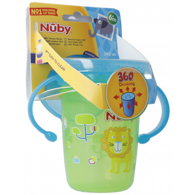 Nuby 360° Wonder Cup 240ml con manici VERDE a prova di perdite
