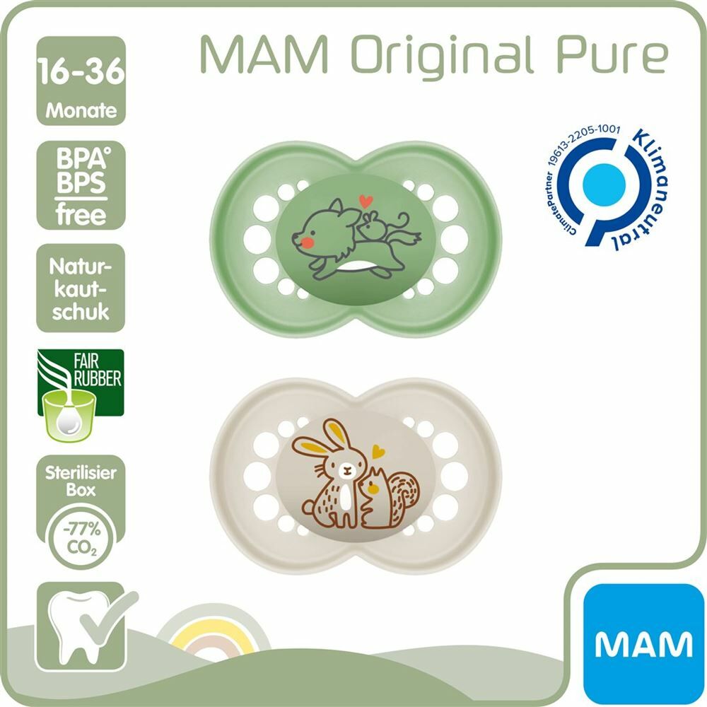 MAM Original Nuggi Pure Rubber 16-36 mesi 2 pezzi