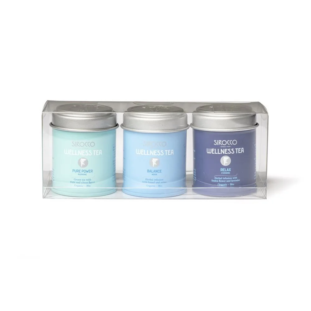 Selezione di tè benessere Sirocco 3 lattine piccole bio