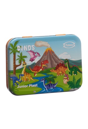 FLAWA Junior Plast Strips Dinos Scatola di latta 20 pezzi