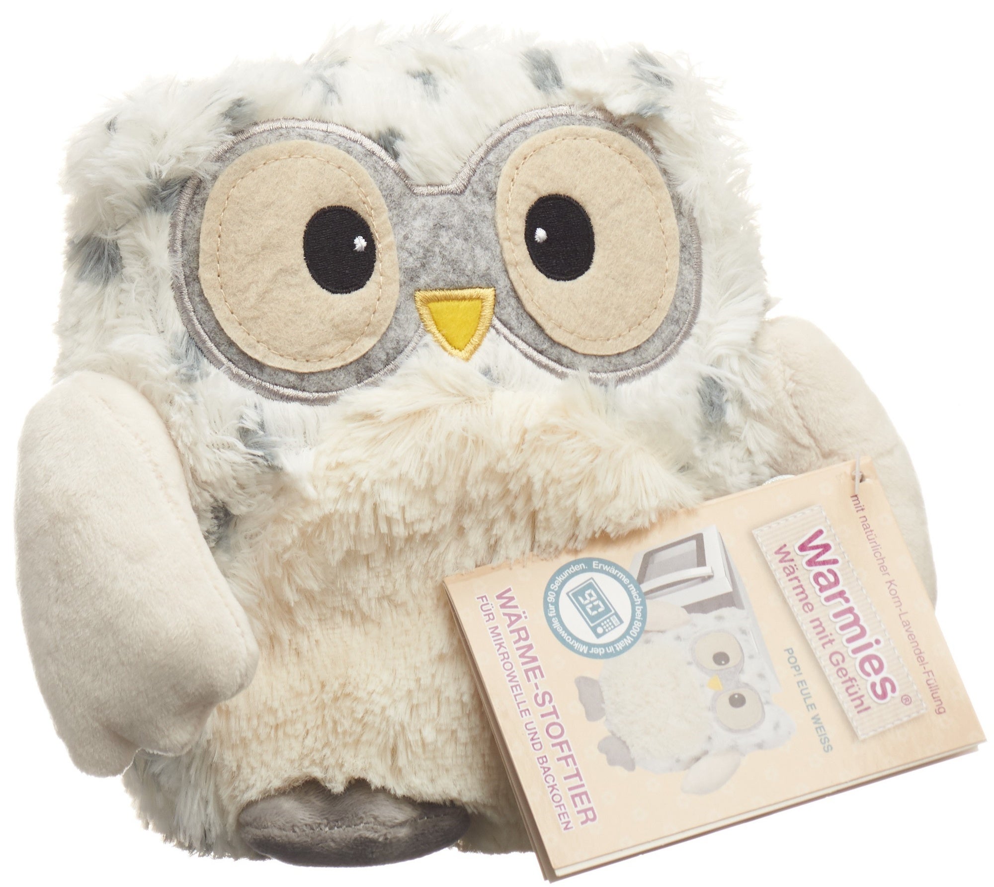 Warmies POP riscaldante peluche gufo bianco lavanda riempimento confezione rimovibile