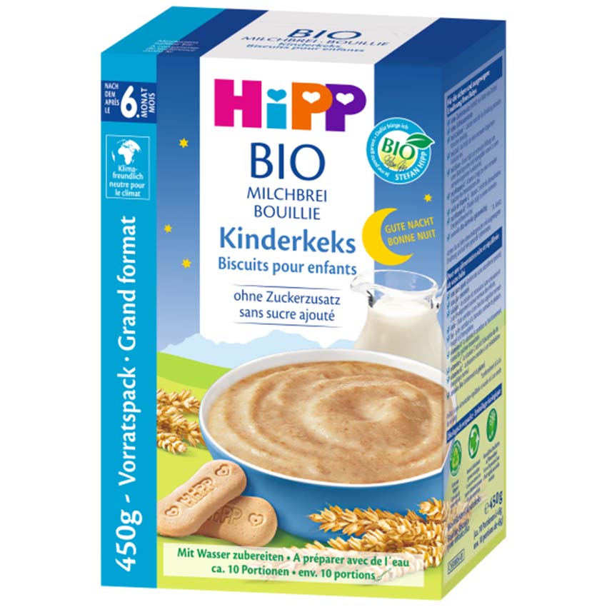 Hipp Buonanotte - Pappa al latte biologica con biscotti per bambini 450 g
