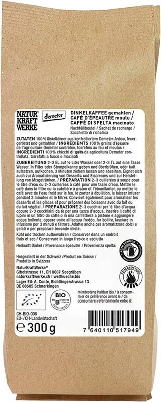 NaturKraftWerke Caffè di farro Demeter, confezione da 300 g