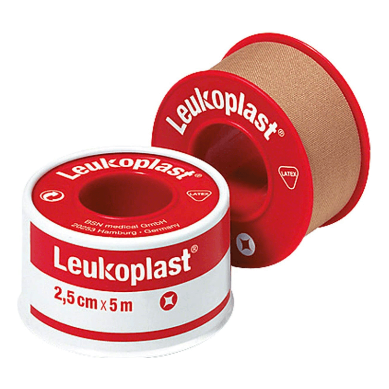 Cerotto di fissaggio Leukoplast 5mx2,5 cm color pelle in anello protettivo