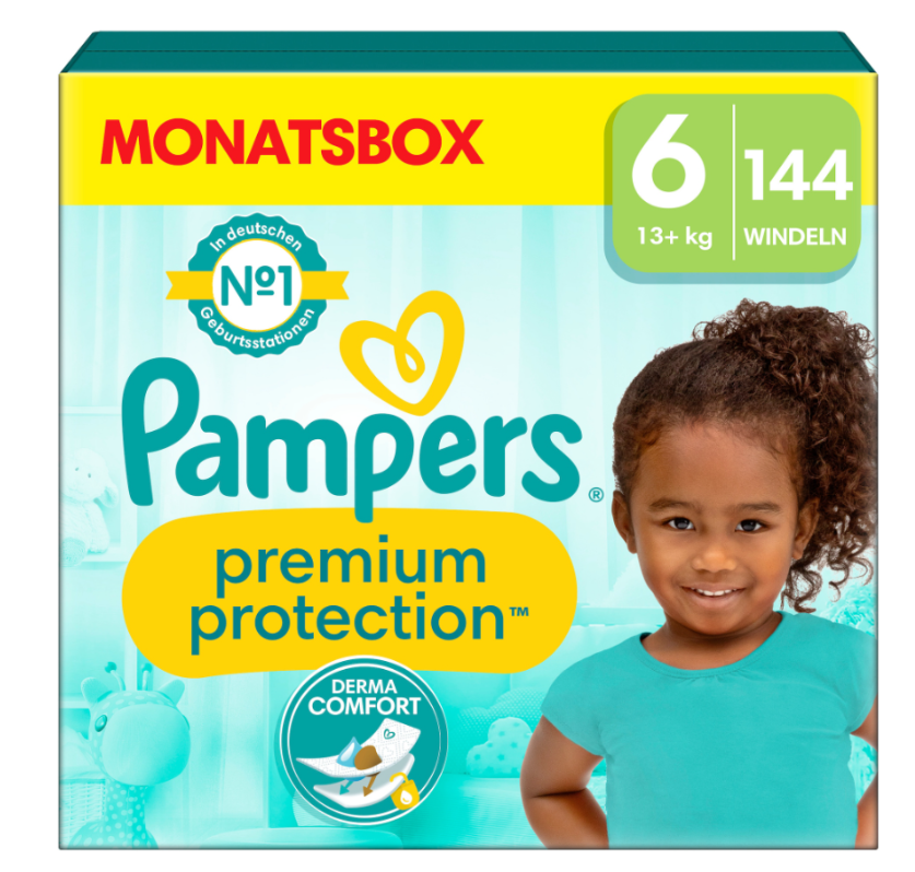 Pampers Prem Prot Gr6 13+kg Ex La Mon Scatola 144 pezzi