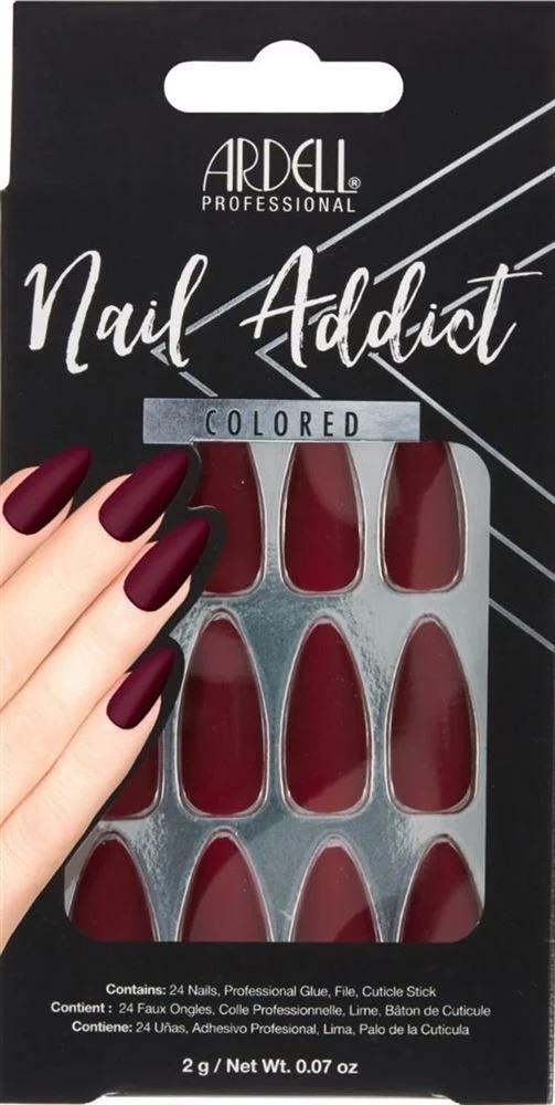 ARDELL Nail Addict Colorato Bordeaux 28 pezzi