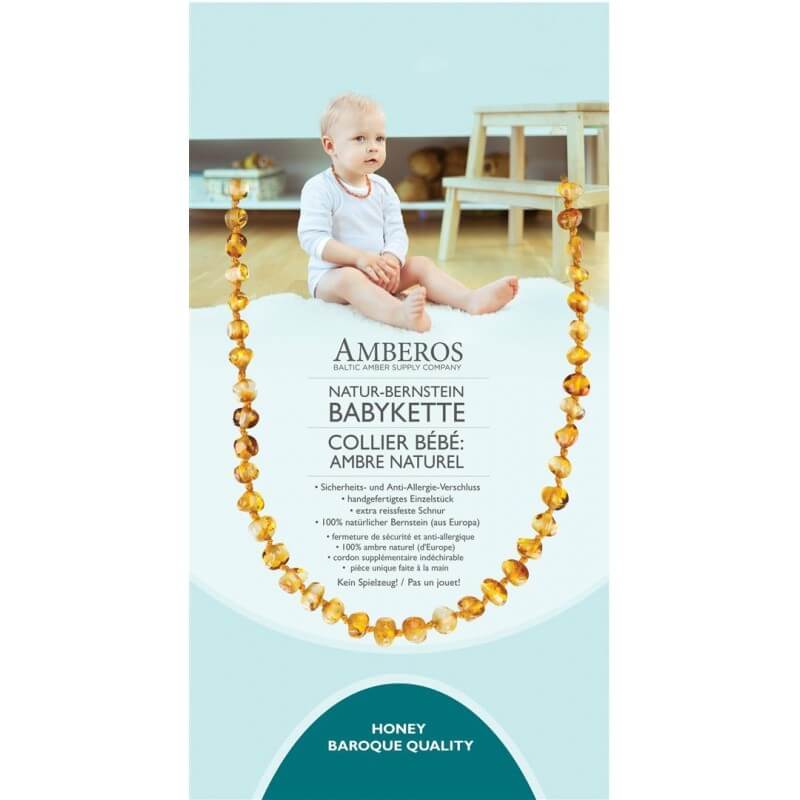 AMBEROS Collana d'ambra naturale Baby Baroque Honey