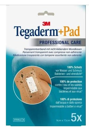 3M Tegaderm+Pad 9x15cm Tampone per ferite 4,5x10cm 5 pezzi