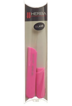Lima per unghie in vetro Herba con cappuccio protettivo 13cm rosa