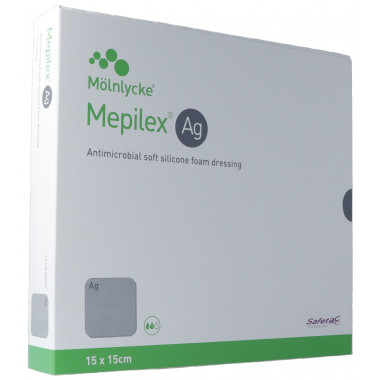 Medicazione in schiuma Mepilex Ag Safetac 15x15cm in silicone 5 pezzi