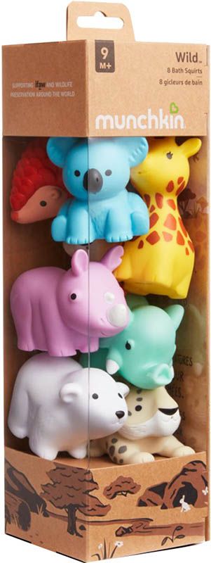MUNCHKIN animali da schizzo per il bagno 9M+ Wild 8 pezzi
