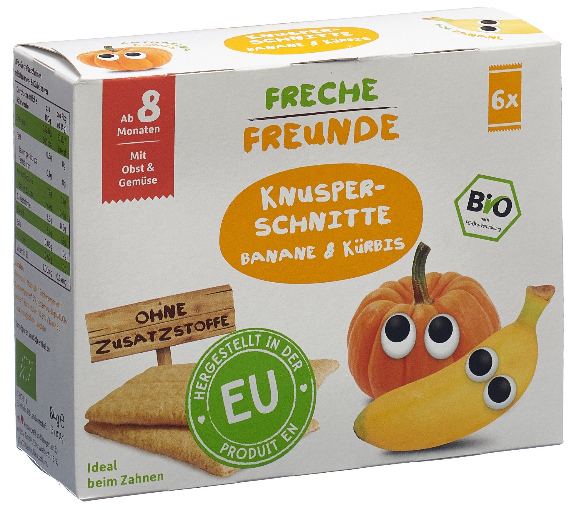 Amici sfacciati Banana e Zucca Fetta Croccante 84g