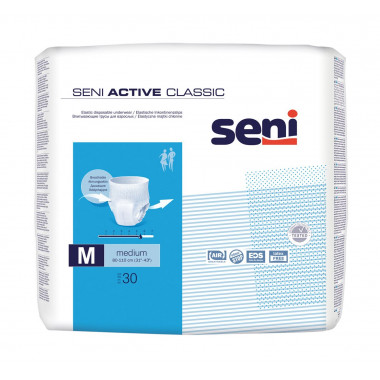 Seni Active Classic pantaloni monouso M traspiranti circonferenza fianchi 80-110cm 5,5 gocce 3 Btl 30 pezzi