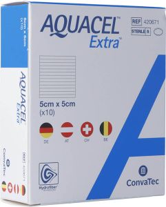 AQUACEL Benda extra idrofibra 5x5cm 10 pezzi