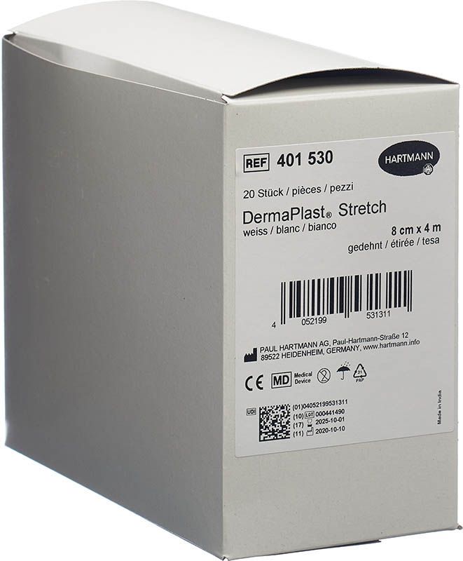 DermaPlast STRETCH benda di garza elastica 8cmx4m bianco 20 pezzi