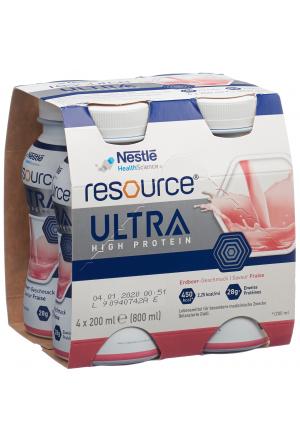Resource Ultra High Protein Erdbeer 4 Fl 200ml
