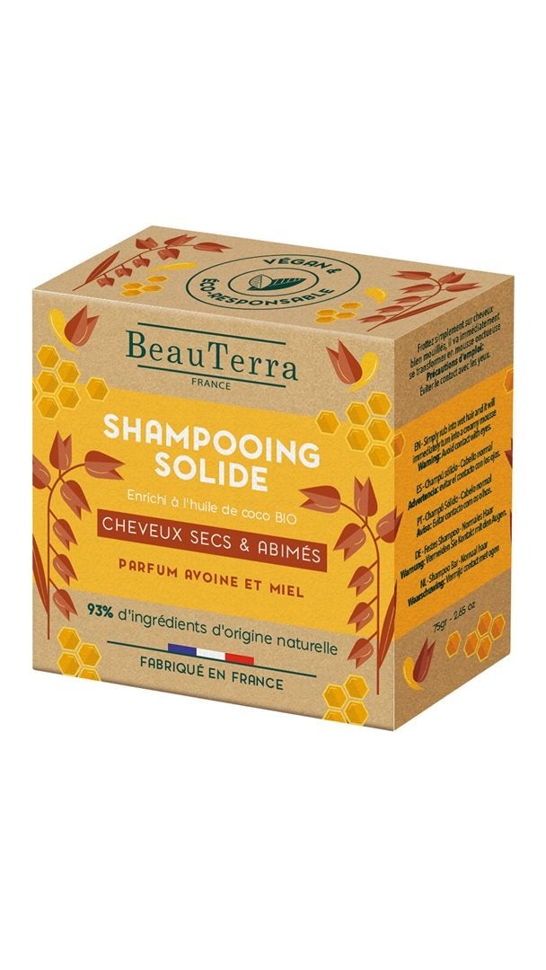 BeauTerra Shampoo solido per capelli secchi e danneggiati 75g