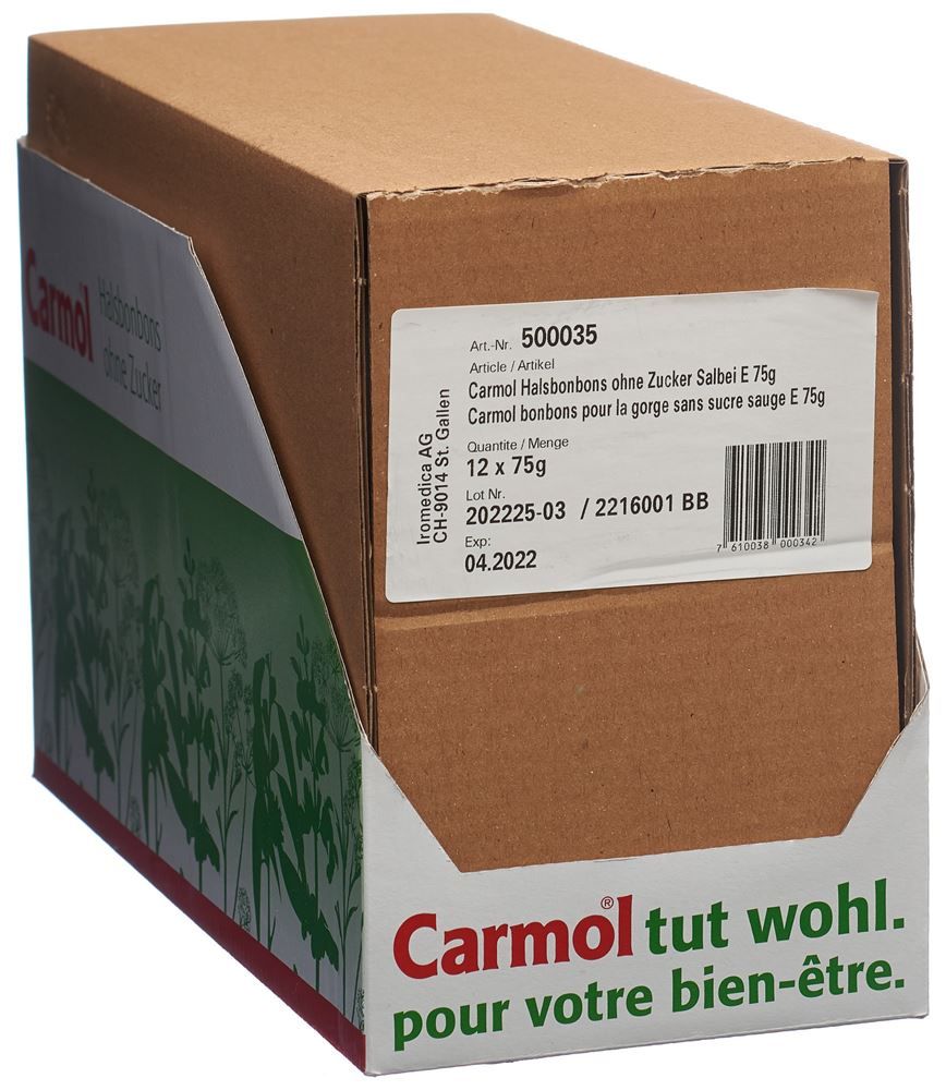 CARMOL caramelle per la gola senza zucchero salvia 12 x 75g