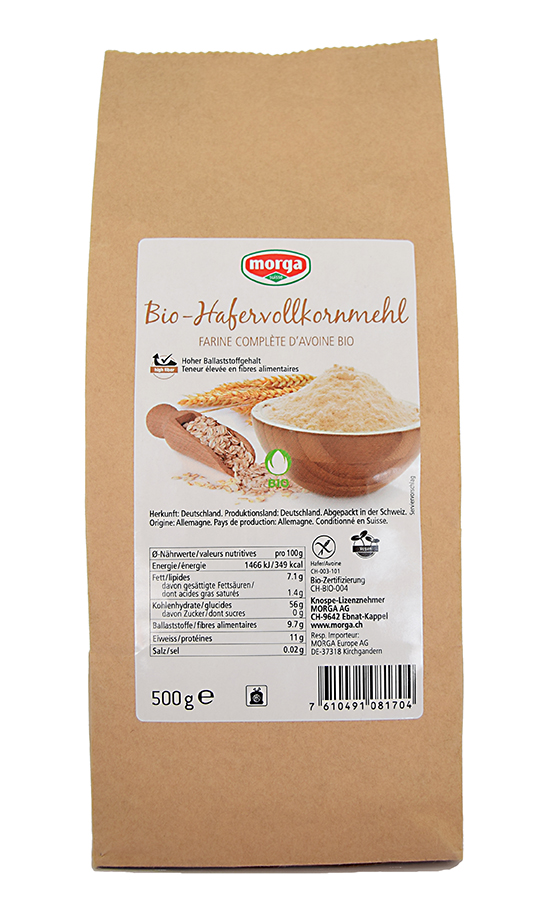 Farina integrale di avena Morga Bud bio gf 500g