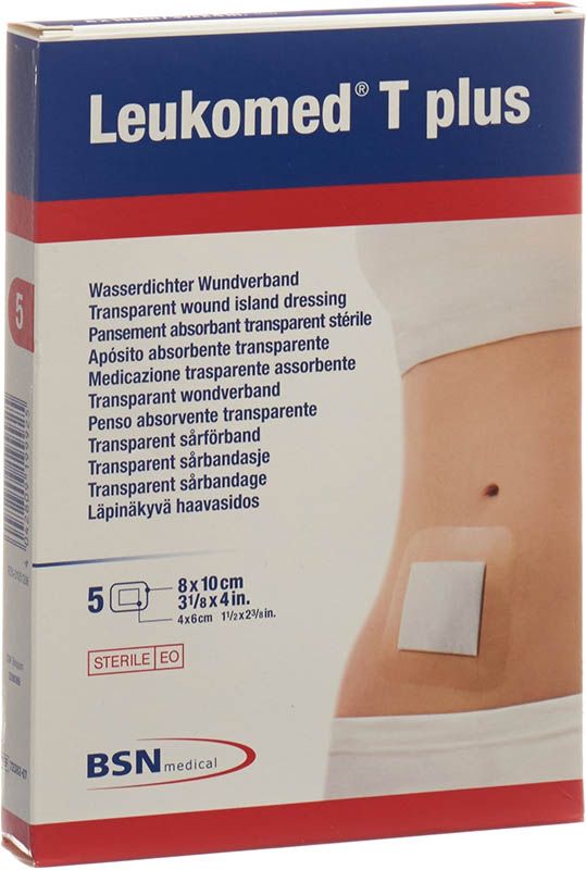 Leukomed T plus medicazione trasparente per ferite 8x10cm con tampone per ferite 5 pezzi