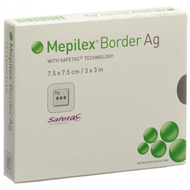 Medicazione in schiuma Mepilex Ag Border 7,5x7,5 cm 5 pezzi