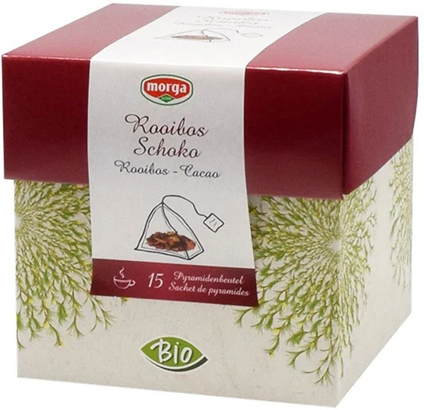 Morga Tè Rooibos al cioccolato, bustine piramidali biologiche, 15 pezzi