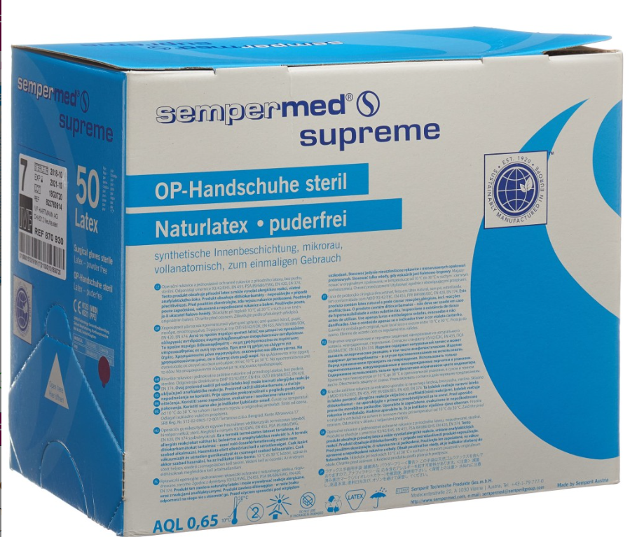 Guanti chirurgici Sempermed Supreme 8,5 sterili 50 paia