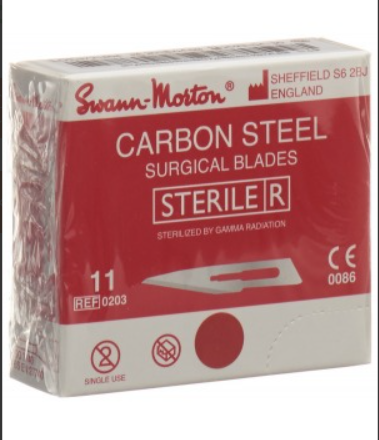 Lama per bisturi SWANN-MORTON Fig.11 sterile 100 pezzi