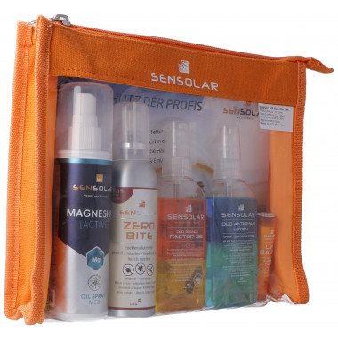 Sensolar Sportler Set - Sensolar SPF 25 100ml, Doposole 100ml, ZeroBite 75ml, Sensolar Active Magnesium Spray MED & Asciugamano rinfrescante