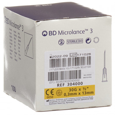 BD Microlance 3 cannula per iniezione 0,30x13 mm giallo 100 pezzi
