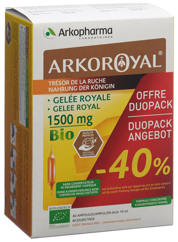 Arkoroyal® Pappa reale Trinkamp 1500 mg Duo biologico 2 x 20 pezzi