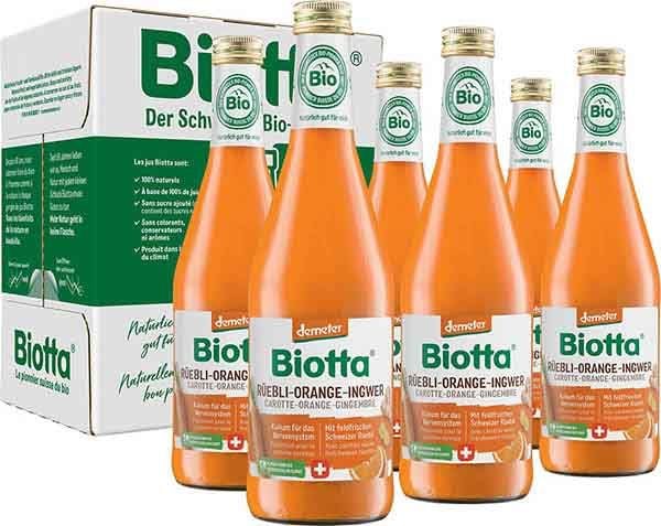 BIOTTA Carota Arancia Zenzero Demeter 6 Fl 5 dl