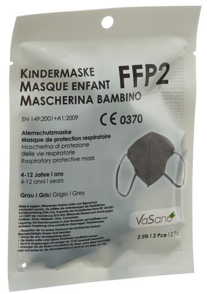 VaSano maschera FFP2 bambino 4-12 anni grigio D/I/F 2 pezzi